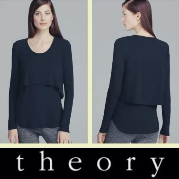 Theory chevak ribbed viscose black top sz P/small - Picture 1 of 5